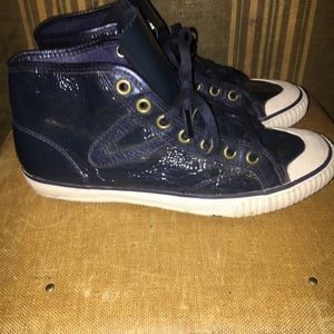 Tretorn Tournament Navy Patent Leather High Tops